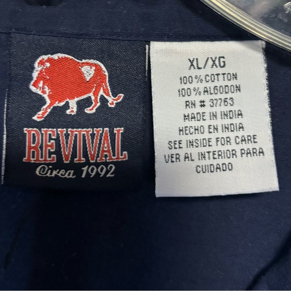 Revival circa 1992 Blue Cycle border XL 100% Cotton Short sleeve button up - Picture 5 of 10